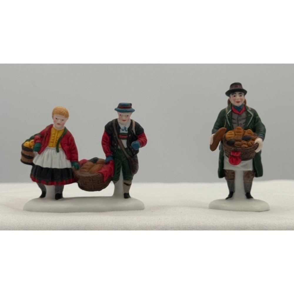 Dept 56 "Buying Baker's Bread" Set of 2 Hand Painted Porcelain Accessories